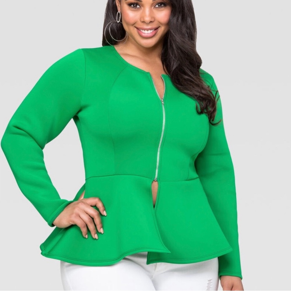 ASHLEY STEWART Neoprene Peplum Jacket Size 12